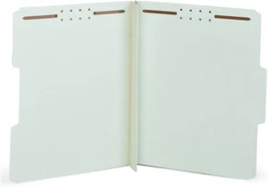 Staples Pressboard Fastener Folders 3Tab 3" Expansion Letter Gray/Green 25/Bx - Picture 1 of 12