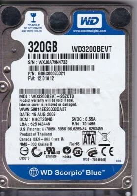 Western Digital Blue WD3200BEVT-26ZCT0 dcm:HHCT2BNB s/n:WXJ0A 320GB 2.5" A17-21 - Image 1 of 2