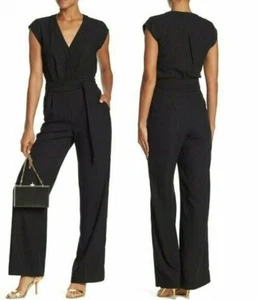 New Diane Von Furstenberg Purdy Wrap Jumpsuit Black MSRP NWT! $499 Size 4 - Picture 1 of 9