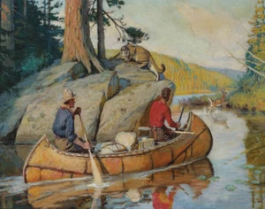 Philip Goodwin In The Canoe Canvas Print 16 x 20 - Picture 1 of 4