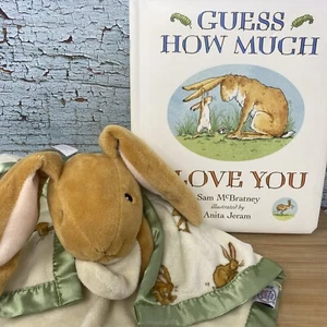 Guess How Much I Love You LG Padded Board Book AND Lovie Security Blanket Bunny - Picture 1 of 14