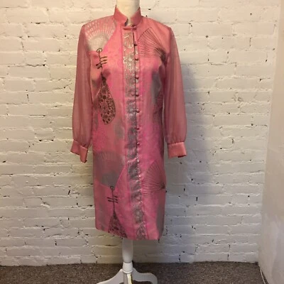 Alfred Shaheen Vintage Años 60 Estampado Rosa Vestido Cambio Estampado Abanico Foto 1 de 4