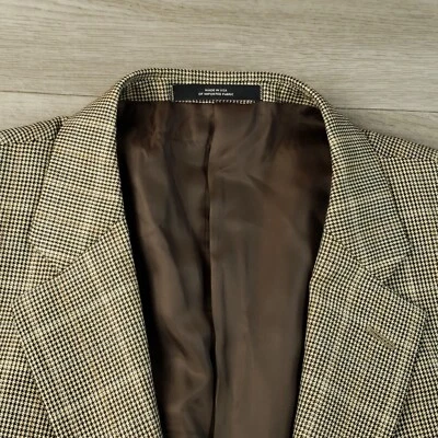 John W Nordstrom Sport Coat Mens 50R Slim Wool Silk Houndstooth Windowpane 2 Btn - Image 1 of 4