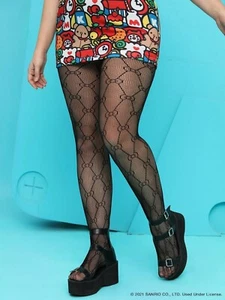SHEIN X Hello Kitty and Friends Bow Print Fishnet Tights *Plus* One Size NWT - Picture 1 of 8