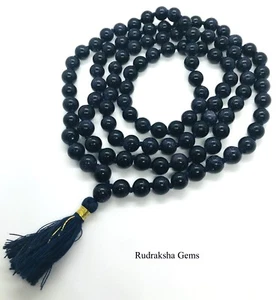 Galaxy Estrella Azul Arena Sol Oro Piedra Japa Mala Cuentas Yoga Rosario - Picture 1 of 6