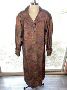 Vtg J.Gallery Rain/trench Coat With Shoulder Pads Floral Woman 13/14 48in. - Picture 1 of 12