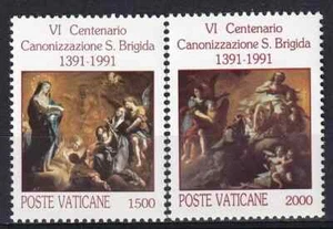 Vaticano 1991 Yvert 906/07 Pittura Santa Brigida Nuovo di zecca - Foto 1 di 1