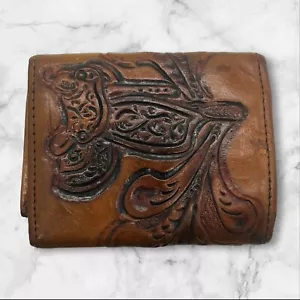 Nocona Tooled Brown Leather Trifold Men's Brown Wallet - Picture 1 of 10