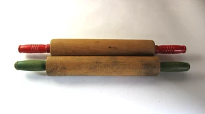 Vintage wooden rolling pins Your choice red or green handles - Picture 1 of 5