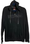 Quicksilver Men's Size Small Black Full Zip Surf Skate Spell Out Logo Hoodie Y2k