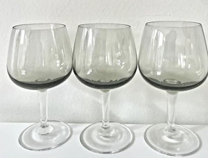 Set Of 3 Glass Brandy Snifters 5” Tall Smokey Green Mid Century Modern - Picture 1 of 6