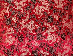 Faux Silk Brocade (Oriental Dragon) Jacquard Damask Kimono Fabric Material BL3 - Picture 1 of 37