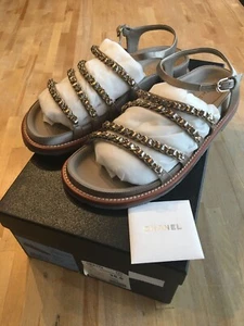 Chanel Gold Chain Strap Sandals G30591X01008 Sz 35.5(5US) NEW - Picture 1 of 8