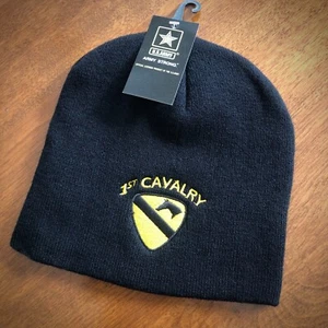 Offiziell lizenzierte U.S. Army schwarze doppelt gestrickte Mütze bestickt "1st CAVALRY" - Bild 1 von 1
