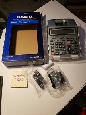 Casio HR-100TM Plus Desktop Printing Calculator 2 Color 12 Digit XL Display - Image 1 of 4