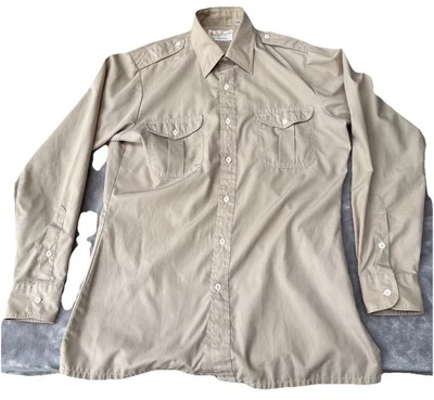 复古 Capri California 纽扣衬衫 David Langman 男式中号 Epaulette — 第 1/4 张图片