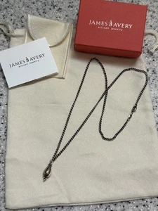 James Avery Sterling Silver & Bronze Teardrop Charm 1" long Pendant with Chain - Picture 1 of 5