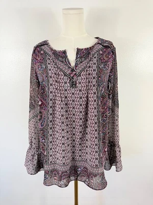 Blusa para mujer Belle Kim gravel mediana púrpura cachemira manga campana geométrica Foto 1 de 4