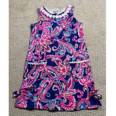 Vestido recto tejido Lilly Pulitzer niñas grande 8-10 rosa vibrante cachemira ribete de encaje Foto 1 de 4