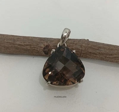 Gioielli pendenti fatti a mano in argento sterling 925 quarzo fumé naturale... - Immagine 1 di 4