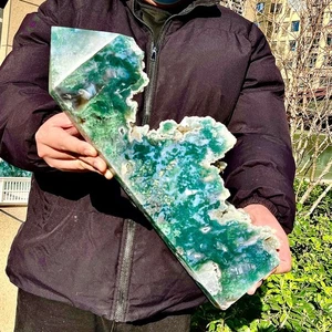 10.05LB Natural water grass agate crystal obelisk quartz crystal energy column - Picture 1 of 14