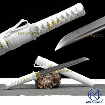 Mini Katana Sword Clay Tempered Gray Hamon Japanese Tanto T10 Carbon Steel Knife - Image 1 of 4
