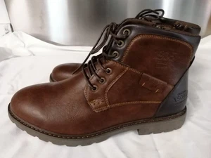 Herren Braun Leder Stiefeletten Schnürung vorne mit Reißverschluss innen, Größe 10 - Bild 1 von 10