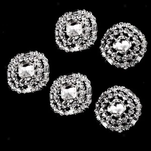 5x Sparkly Rhinestone Round Shank Buttons Sewing Buttons Wedding Decor 23mm - Picture 1 of 7