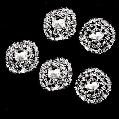 5x Sparkly Rhinestone Round Shank Buttons Sewing Buttons Wedding Decor 23mm - Image 1 of 4