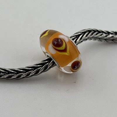 Auténtico Trollbeads Abeja Marrón y Amarillo Sobre Base Naranja Cuentas Únicas ¡¡Nuevo!! #520 Foto 1 de 4