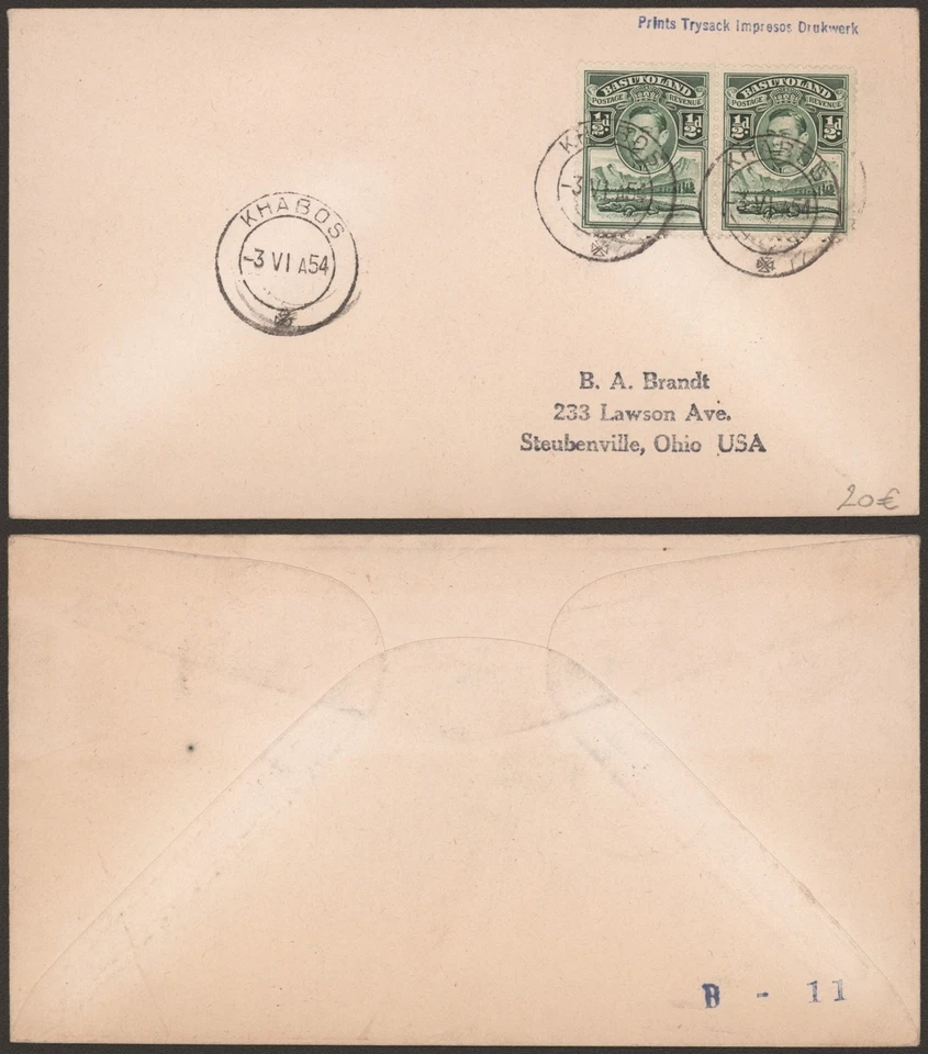 Basutoland 1954 - Обложка в США D742 - Изображение 1 из 1