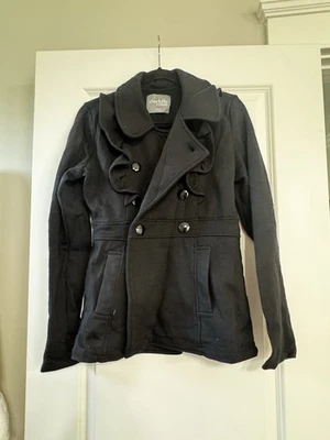 Charlotte Russe Black Long Sleeved Jacket With Ruffled Accent On Front...size M - Image 1 of 4
