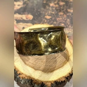 Vintage Mid-Century Brutalist Brass Cuff Bracelet - Picture 1 of 5