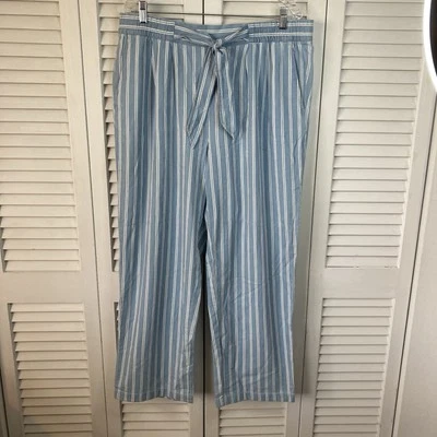 Nautica Blue & White Stripes Beachy Coastal Elastic Waist Pull On Pants XL - Image 1 of 4