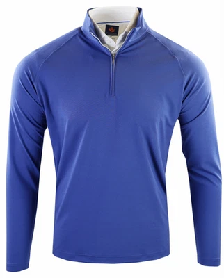 NEW Donald Ross SPORT Louie 1/4 Zip Pullover LARGE Denim Blue stretch jersey - Image 1 of 2