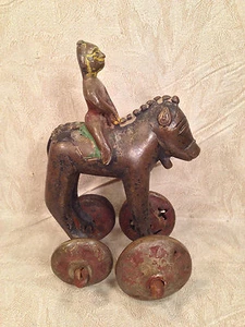 Chinese? Reproduction Toy of Man on Horse - Picture 1 of 10