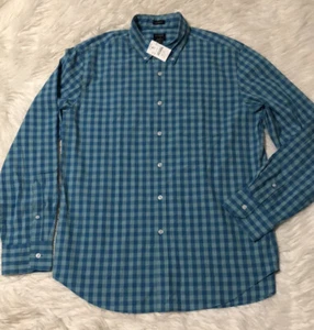Neu mit Etikett Herren J. Crew kariertes blaues Flex Washed Langarmhemd Large - Bild 1 von 8