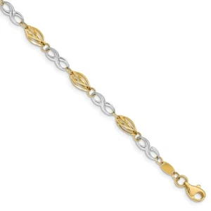 14k 14kt Two-tone Polished Infinity Symbol Bracelet Lobster Clasp 7.5 inch - Picture 1 of 4