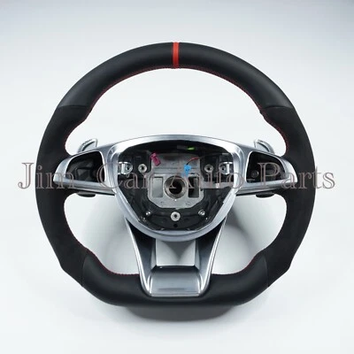 Volante completo de fibra de cuero apto para Mercedes Benz AMG w205 Clase C C63 A45 Foto 1 de 4