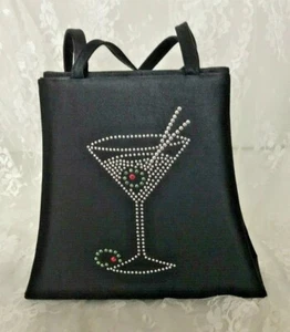 Liz Soto Handbags Women's Cocktail Clutch Purse Black Satin Cross Body Strap - Picture 1 of 6