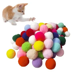 Cat Toy Balls Soft Pom Pom Balls for Kittens Plush Toy Interactive Cat Pompom... - Picture 1 of 6