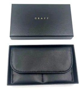 GRAFF Authentic Small Travel Pouch Black Leather Jewelry Accessory Case Box - Picture 1 of 6