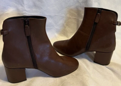 Botas para mujer Cole Haan Grand 360 cuero marrón tacón cuadrado tobillo talla 8 Foto 1 de 4