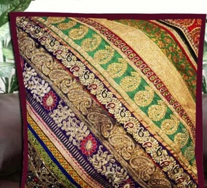 Embroidery 24x24" Cushion Cover Decorate Patchwork Vintage Pillow Cover Handmade - Picture 1 of 8