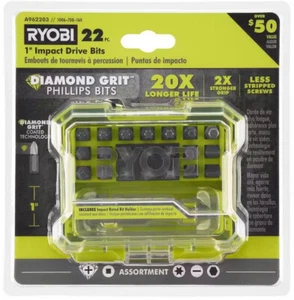 RYOBI A962203 1 in. Diamond Grit Impact Drive Bits (22-Piece) BY0329b-5 - Picture 1 of 5