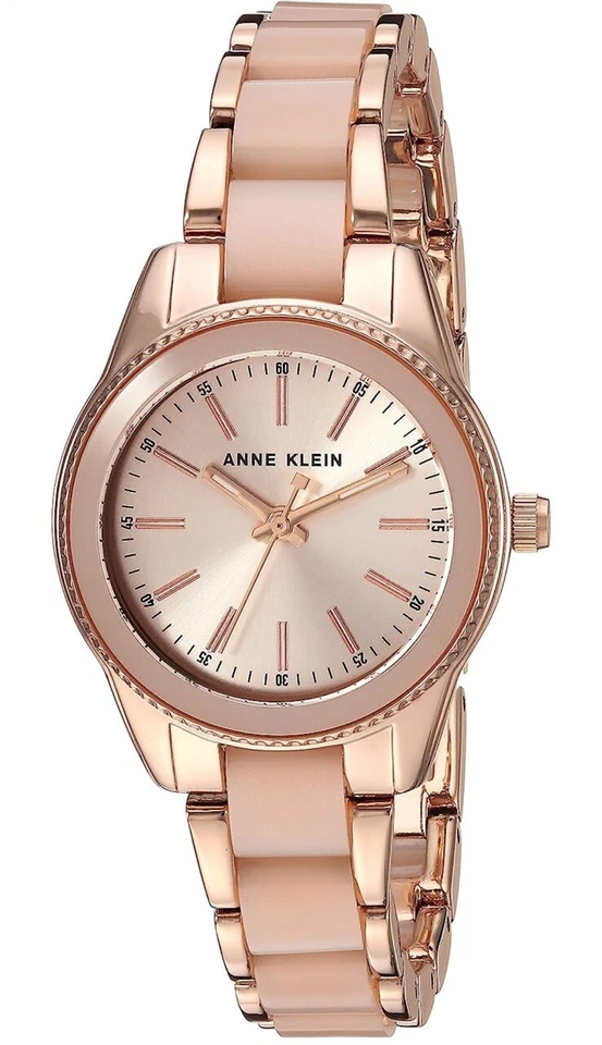 Anne Klein Women's Rose Gold-tone and Light Pink Resin Bracelet Watch