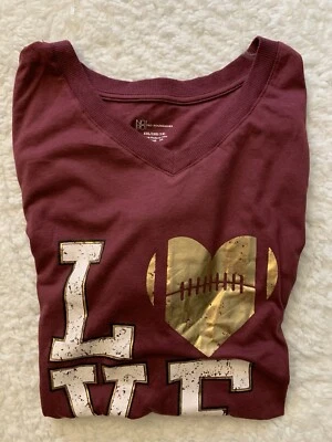 NO BOUNDARIES NB Football Tee T- Shirts Burgundy Size XXL Women’s  - Image 1 of 4