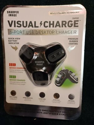 NEW  Sharper Image Visual Charge Tripod 6 Port USB Desktop Charger multiport - Image 1 of 4