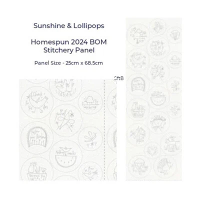 Patchwork Quilting Embroidery Fabric Sunshine and Lollipops Panel Linen 25x68cm - image 1 of 2