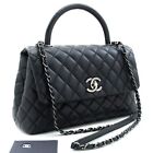 L52 CHANEL Authentic 2 Way Top Handle Handbag Shoulder Bag Black Caviar Leather